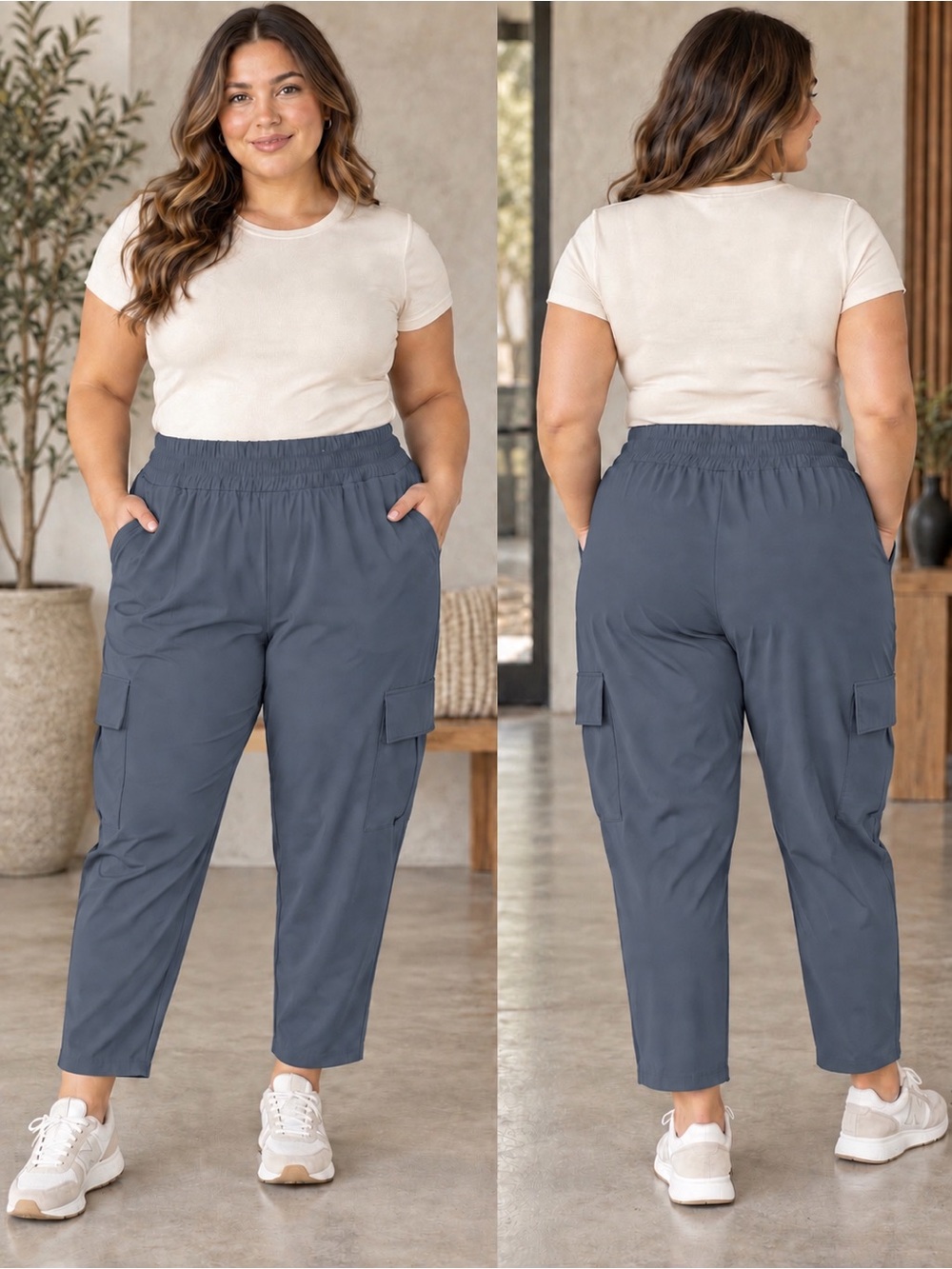 Old Navy SleekTech Go Dry Plus Size Cargo Pants in Slate Blue